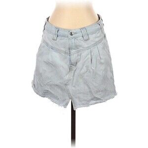 We The Free People Pleated Denim Skirt  Size 27 Mini Light Jean
